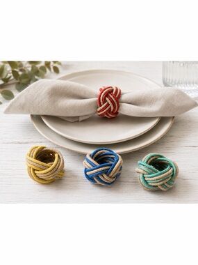 (NIB) THE PIONEER WOMAN • Multicolored Woven Napkin Ring Set
